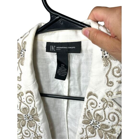 INC International Concepts Blazer Women’s White Linen Embroidery 2P - Picture 6 of 8